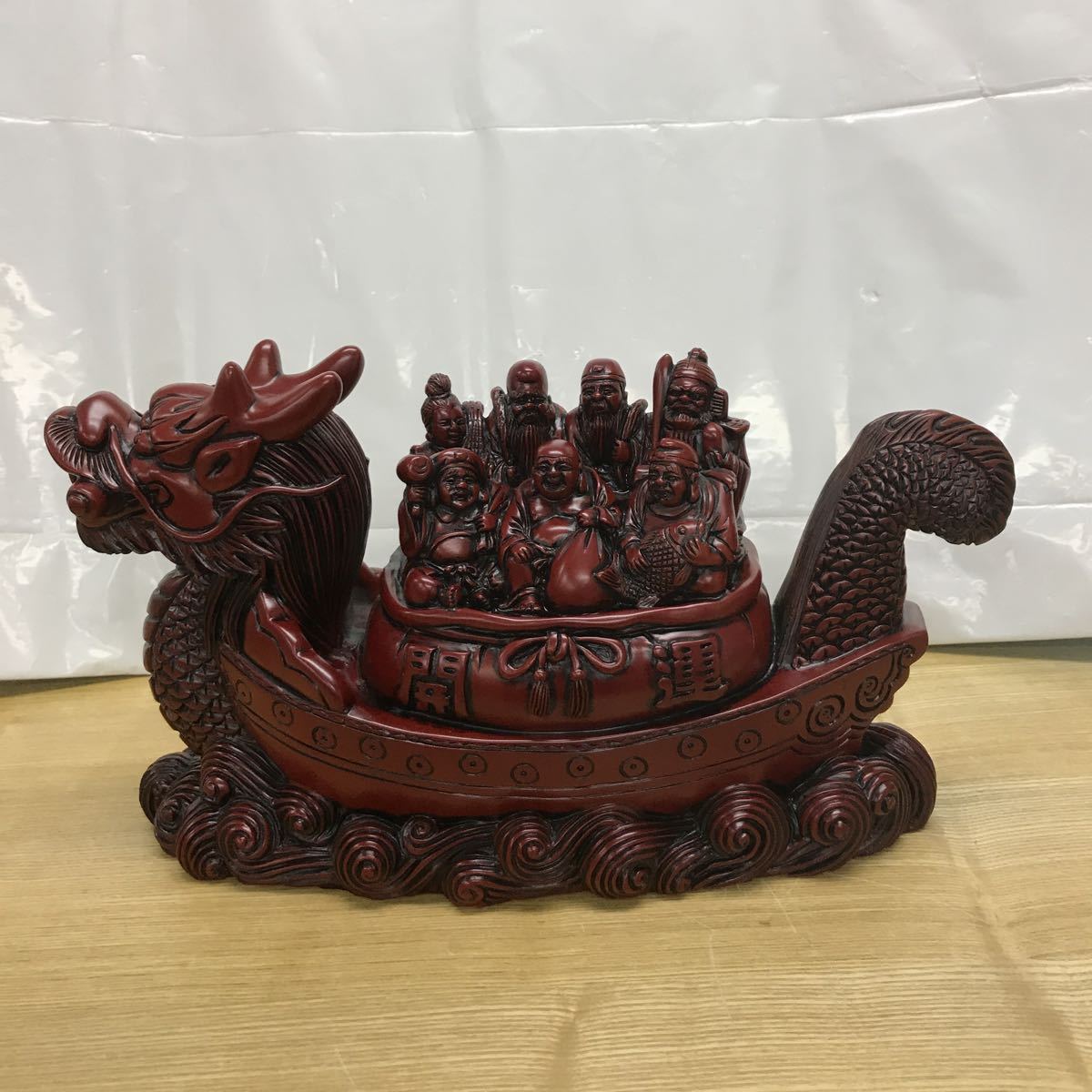 4-3-66□ 龍の船に乗った七福神 置物 縁起物 置き物 サイズ約 高 4-3-66□ 龍の船に乗った七福神 置物 縁起物 置き物 サイズ約 高