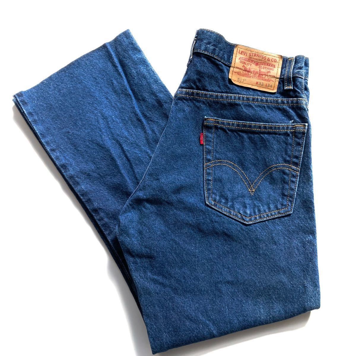 ハンドペイント　カットオフ　00s メキシコ製 levis リーバイス 517 デニムパンツ 濃紺　ジーンズ　ジーパン　フレア