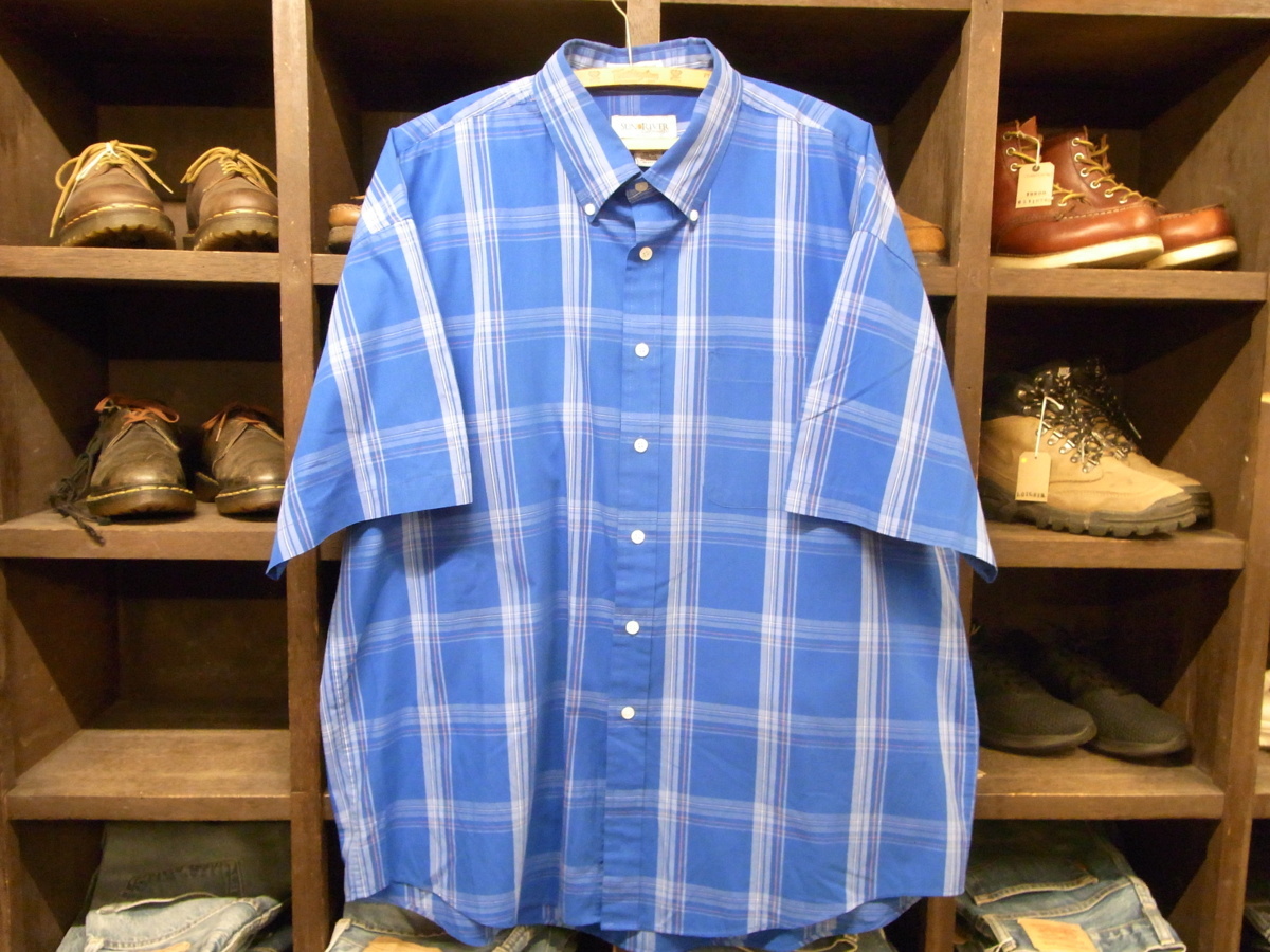 ビッグサイズ SUN RIVER CHECK SHIRT SIZE XL サン リバー チェック シャツ 半袖_画像1