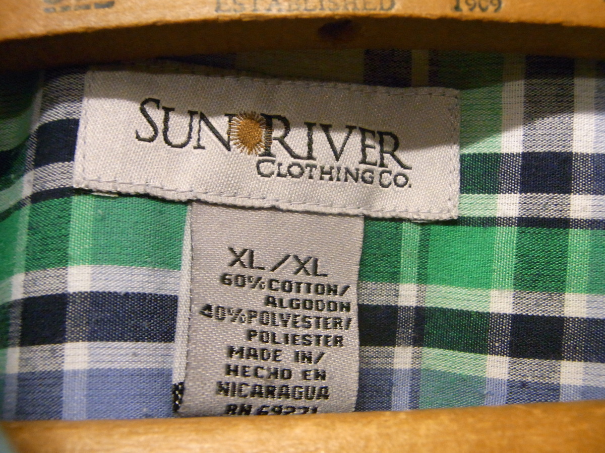 ビッグサイズ SUN RIVER CHECK SHIRT SIZE XL サン リバー チェック シャツ 半袖_画像3