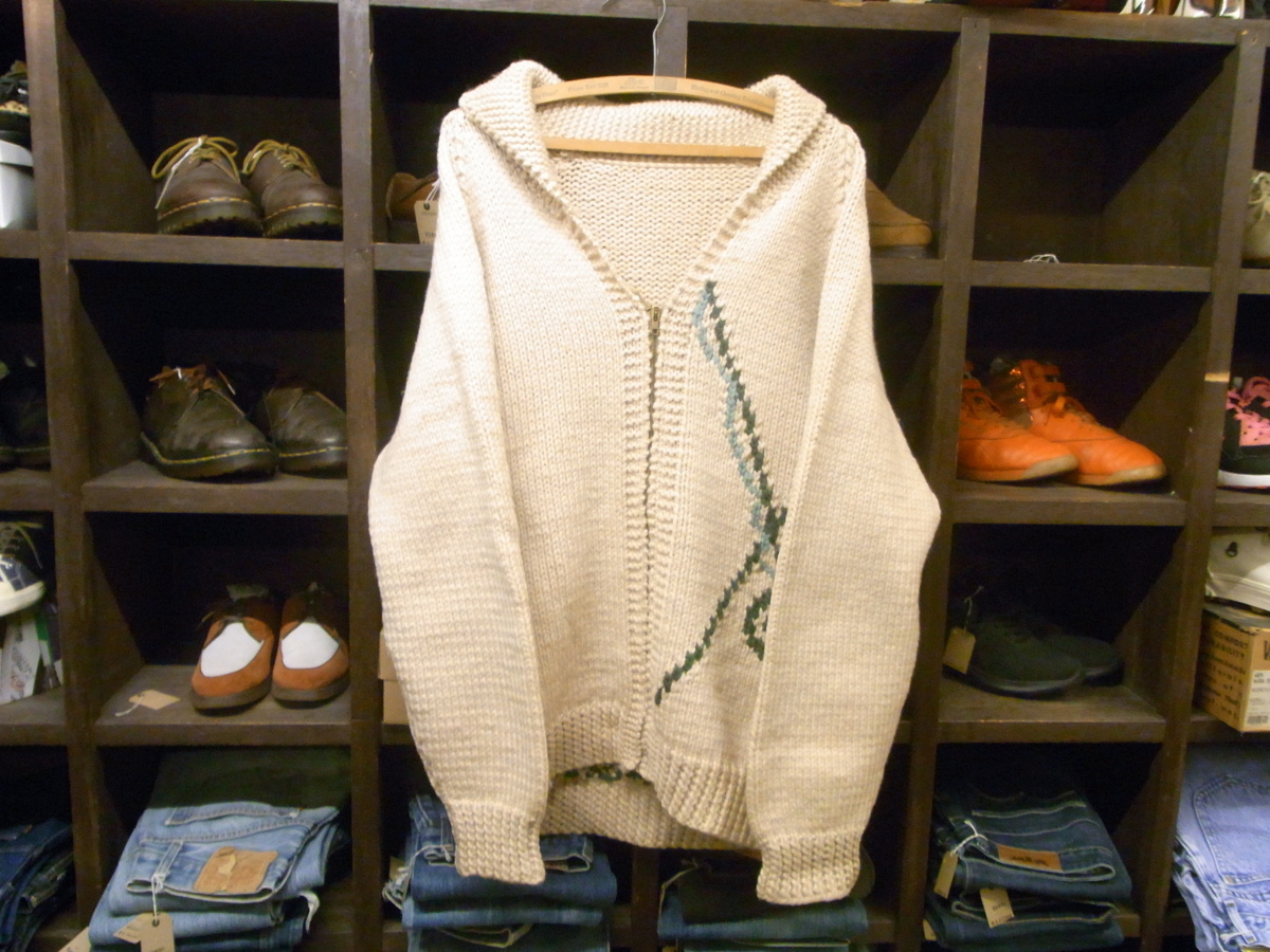 60'S COWICHAN FISHING COATS & CLARK ZIP SIZE L? ヴィンテージ カウチン コーツ クラーク ジップ 魚 フィッシング 釣り セーター ニット_画像1