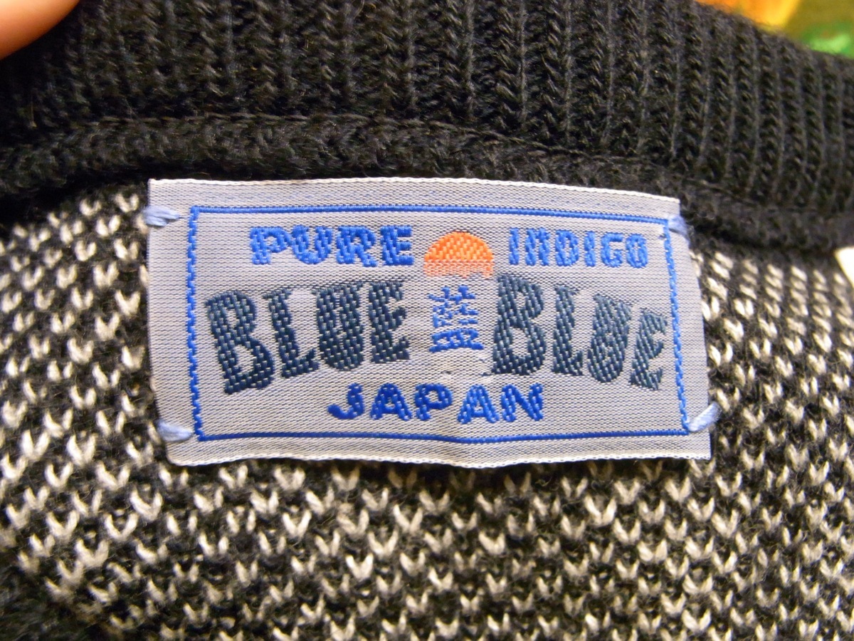 MADE IN JAPAN BLUE BLUE PURE INDIGO FAIR ISLE SWEATER SIZE 3(L?) made in Japan b lube loop .a indigo fea i-ll pattern sweater 