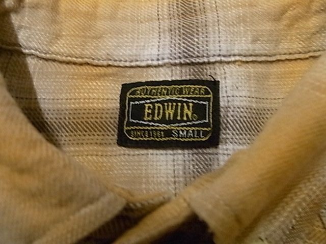 EDWIN CHECK B.D. HALF SLEEVE WESTERN NEL SHIRT SIZE S エドウィン チェック ボタンダウン ウエスタン ネル シャツ 五分丈_画像3