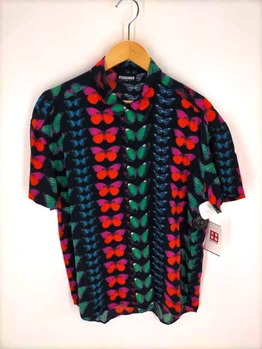 【WEB限定】 メンズ SHIRTS BUTONUP S/S BUTTERFLY PLEASURES(プレジャーズ) JPN：M 0309 古着 中古 その他