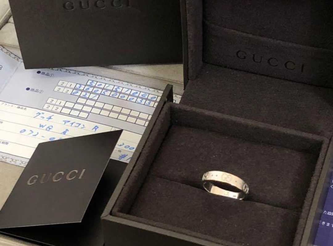 即決 美品 付属品完備 GUCCI グッチ K18WG アイコンリング 18金 指輪 ホワイトゴールド K18 GG アイコン リング 11号 箱  ケース 販売証明書