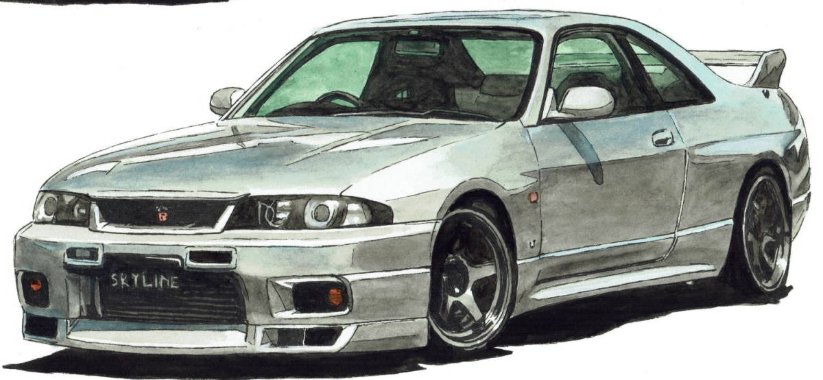 NC-253スカイラインGT-R R34/ケンメリ・NC-254 GT-R R34/R33限定版画300部直筆サイン有 額装済●作家 平右ヱ門 希望ナンバーをお選び下さい