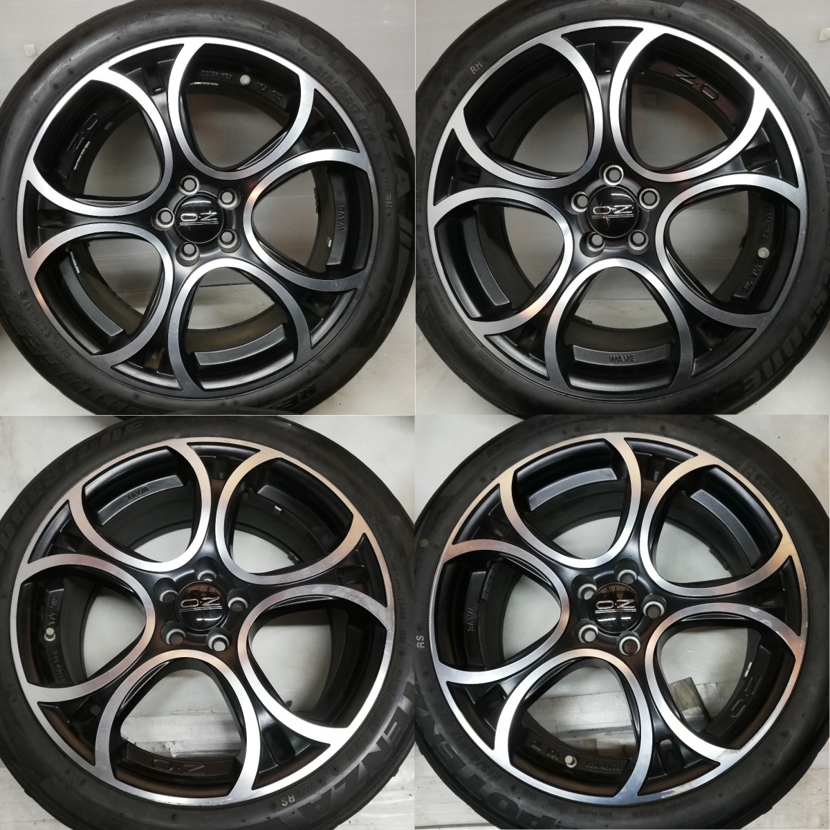 ◆本州・四国は送料無料◆ <高級ノーマル・高級ホイール 4本> 215/45R17 POTENZA 17x7.5J OZ RACING WAVE 5H -100 プリウス レガシィ_画像2