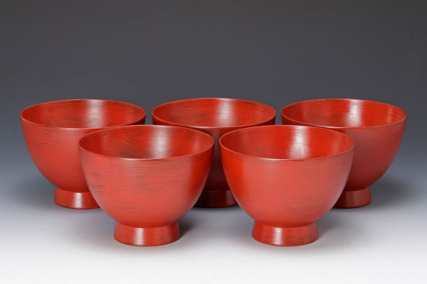 女性が喜ぶ♪ 根来椀 古美味】夏目陽介 五客 pO8Z 保証品 茶道具 椀