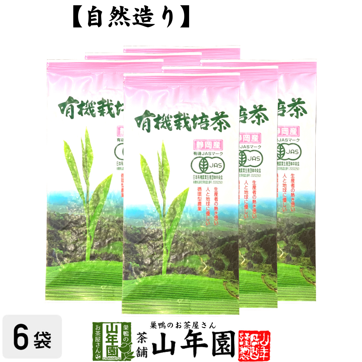 日本茶 お茶 茶葉 静岡産 有機栽培茶 100g×6袋セット 送料無料_画像1