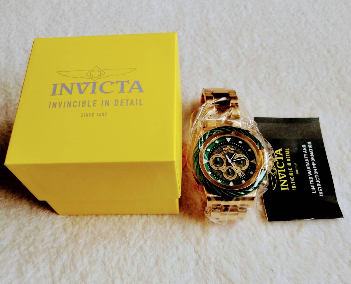 INVICTA BOLT インビクタ ボルト　セイコー VD53クォーツ　クロノグラフ＋カレンダー　グリーン x ゴールド x グレ xブラック_画像10