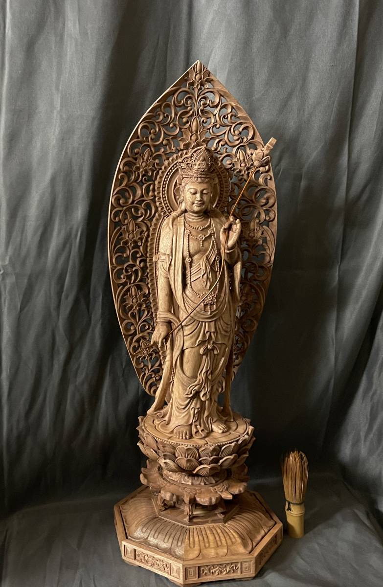 むほど】 ヤフオク! - 大型 高61cm 井波彫刻 仏教工芸品 総楠製 極上彫...