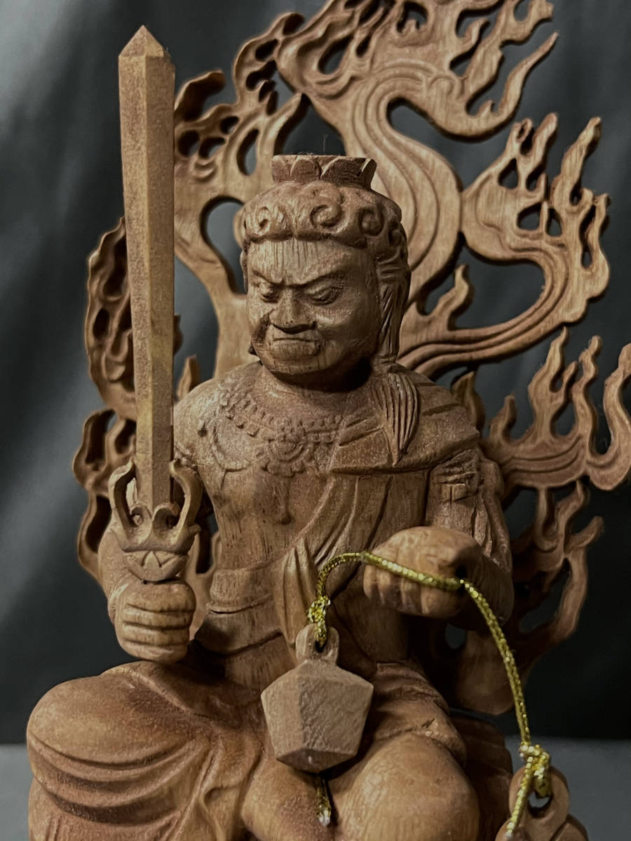 大型57cm仏教工芸品 総楠製 井波彫刻 極上彫 木彫仏像 摩利支天立像