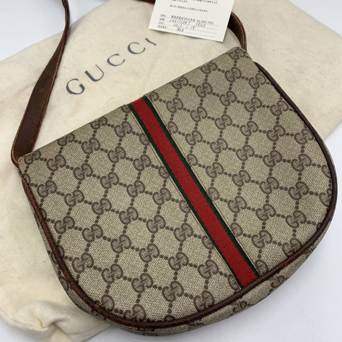 最大の割引 ポシェット ショルダーバッグ GG柄 PVC×レザー グッチ GUCCI 極美品 - ショルダーバッグ