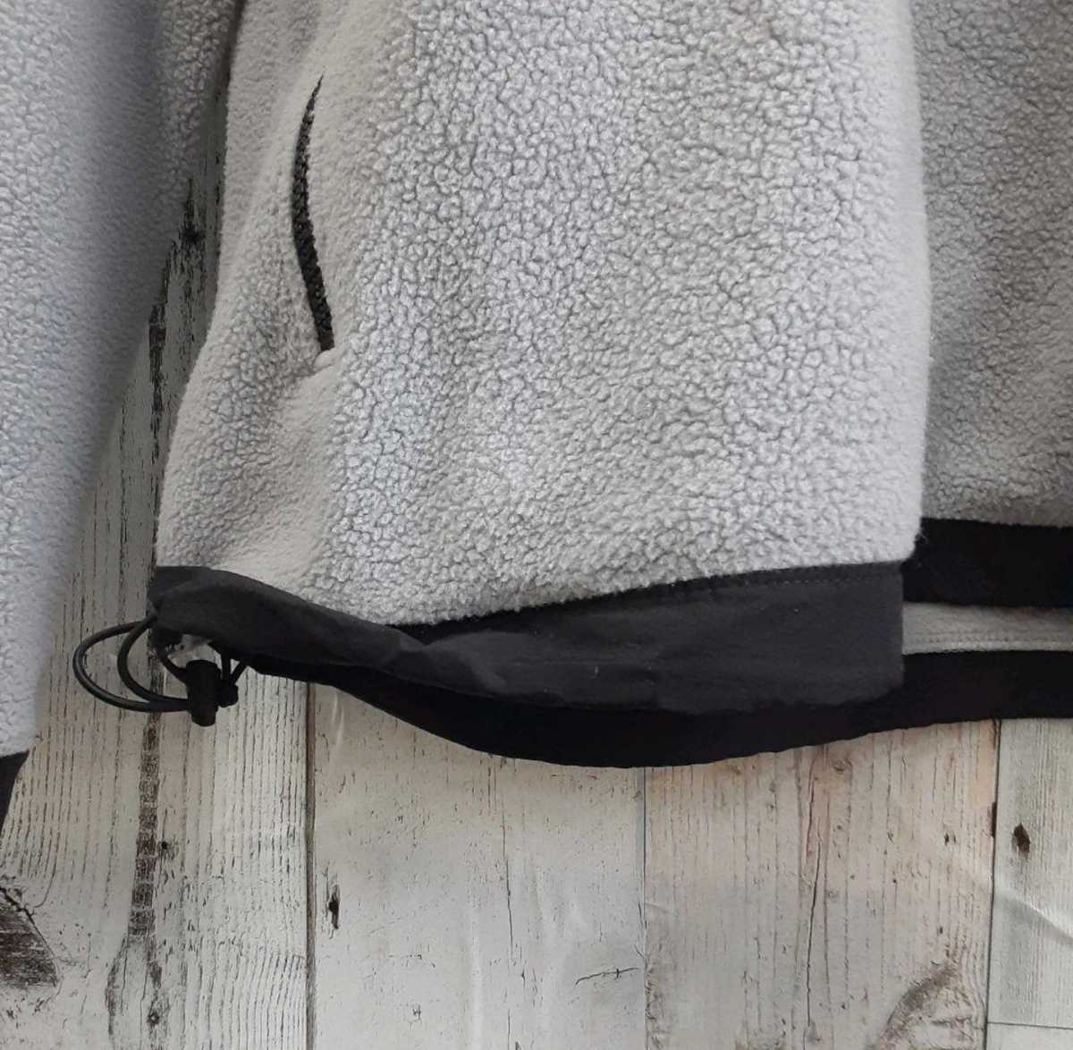美品US規格ノースフェイスデナリジャケットフード刺繍ロゴ灰色グレー黒ブラック
