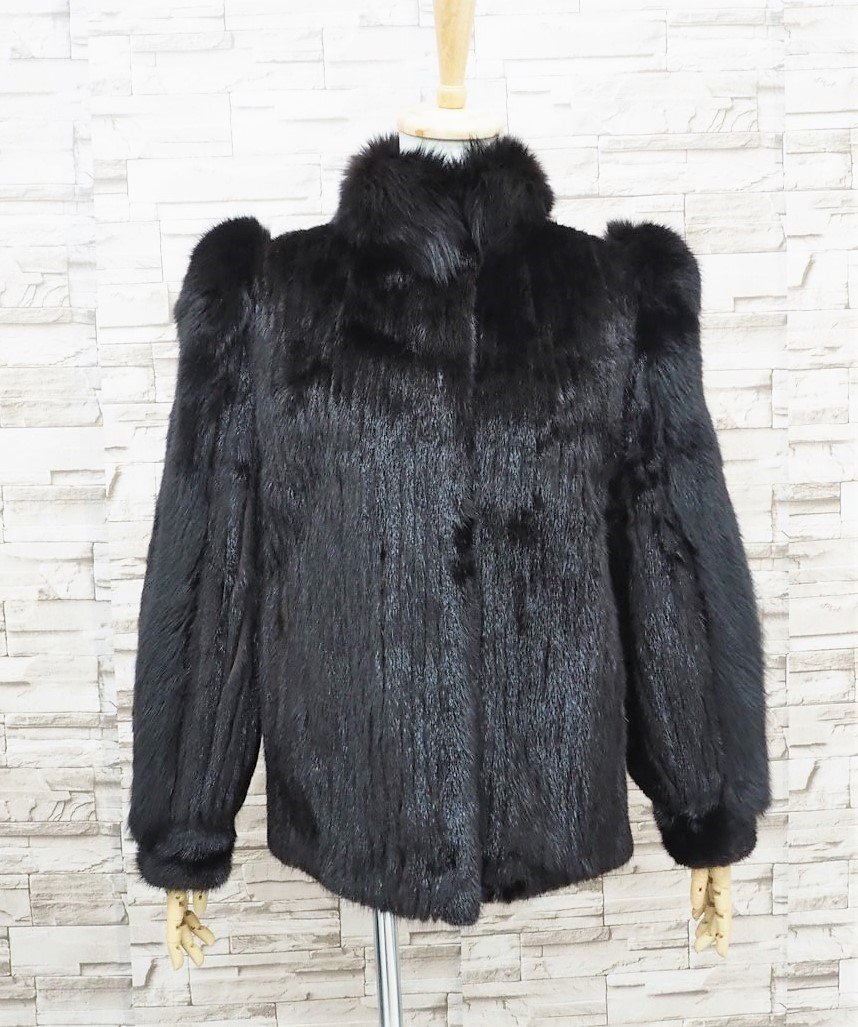 美品【 SAGA MINK 】¥1000~◇高級毛皮 ブラックミンク×フォックス