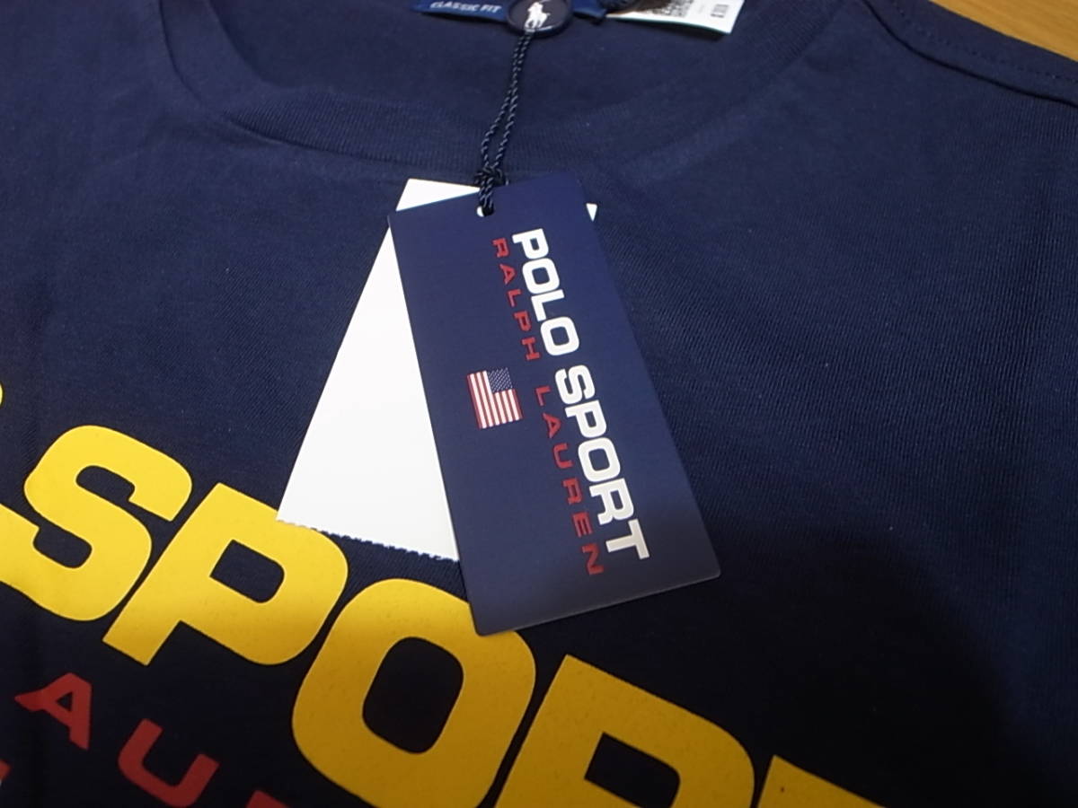 【送料無料 即決】POLO SPORT RALPH LAUREN 復刻 ポロスポーツ ラルフローレン LOGOロゴ USA アメリカ星条旗 TシャツTee ネイビー紺 M 新品_画像5