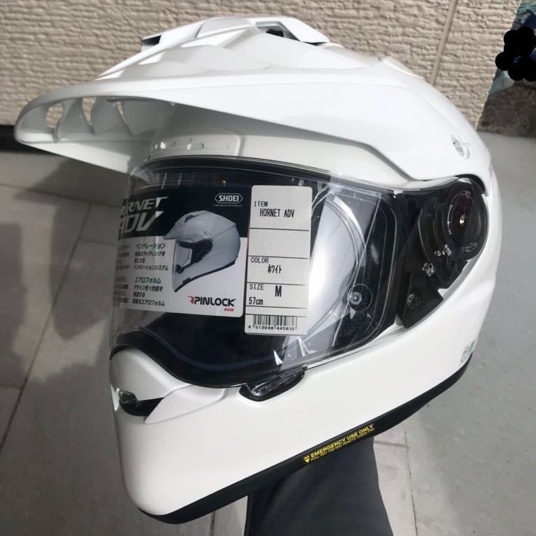 新品 SHOEI HORNET ADV ショウエイ ホーネット 白・サイズM 未使用品 ピンロックシールド付き オフロード フルフェイスヘルメット 