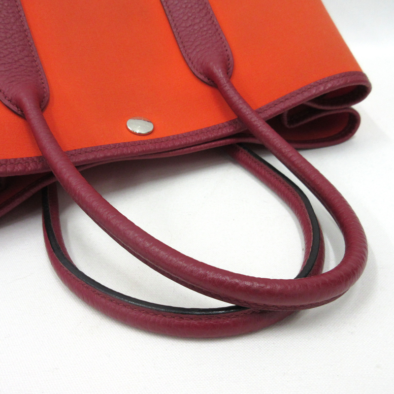 【美品】HERMES/エルメス ガーデンパーティTPM トワルアッシュ/レザー オレンジポピー/ルージュ X刻印 トートバッグ 20100052 【美品】HERMES/エルメス ガーデンパーティTPM トワルアッシュ/レザー オレンジポピー/ルージュ X刻印 トートバッグ 20100052