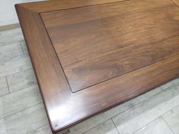 大阪唐木指物 中森喜三郎作 紫檀無垢材 最高級座卓 幅150cm 銘 大阪唐木指物 中森喜三郎作 紫檀無垢材 最高級座卓 幅150cm 銘