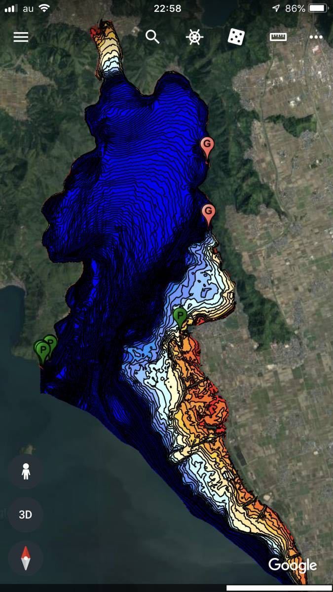 代引き手数料無料 H31.1作成(Ver1.0) スマホ・モバイル用GoogleEarth用琵琶湖 モニター5型~