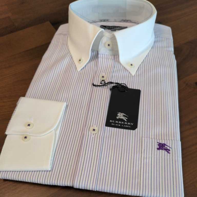 【2022年製 新品】 【新品未使用】BURBERRY BLACKLABEL バーバリーブラックレーベル長袖シャツ サイズL(41) パープル クレリック&シャドーストライプ仕様 トップス 【2022年製 新品】 【新品未使用】BURBERRY BLACKLABEL バーバリーブラックレーベル長袖シャツ サイズL(41) パープル クレリック&シャドーストライプ仕様 トップス