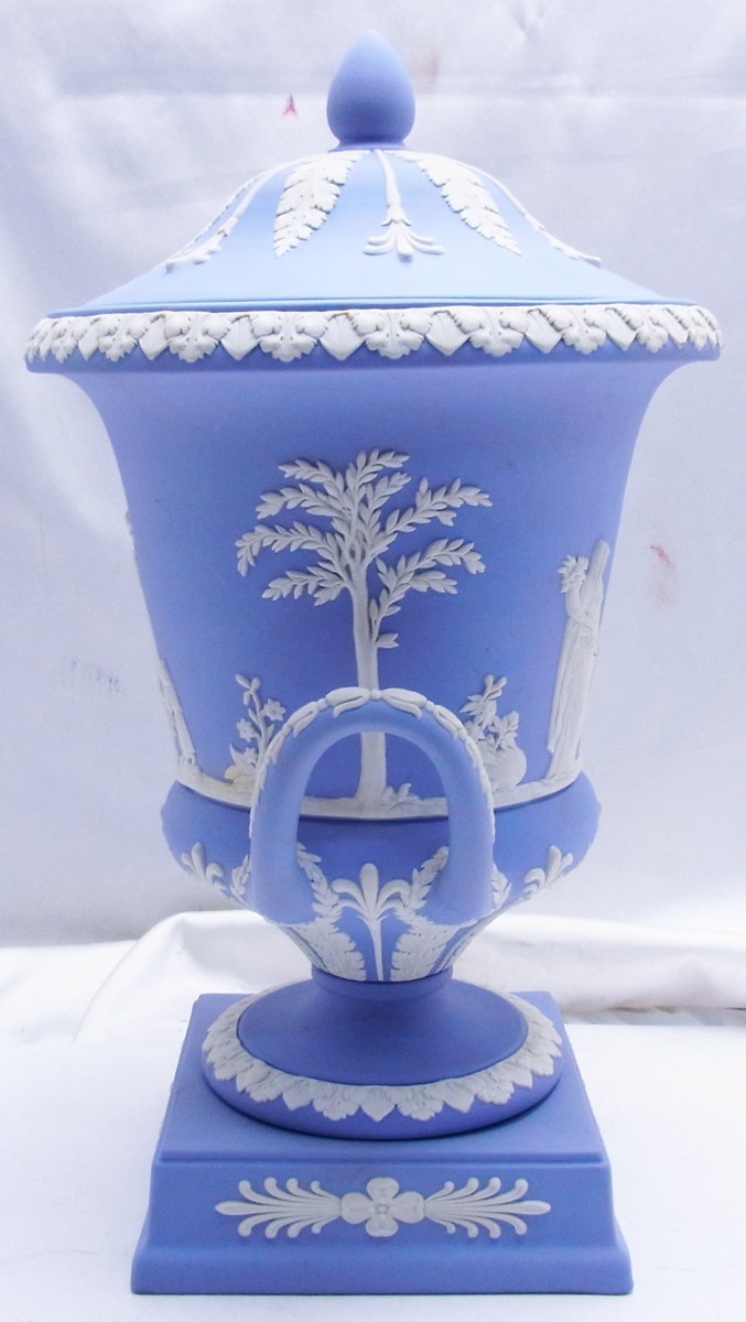 WEDGWOOD ウェッジウッド☆ジャスパー 蓋つき 飾り壺 ブルー 花瓶 西洋
