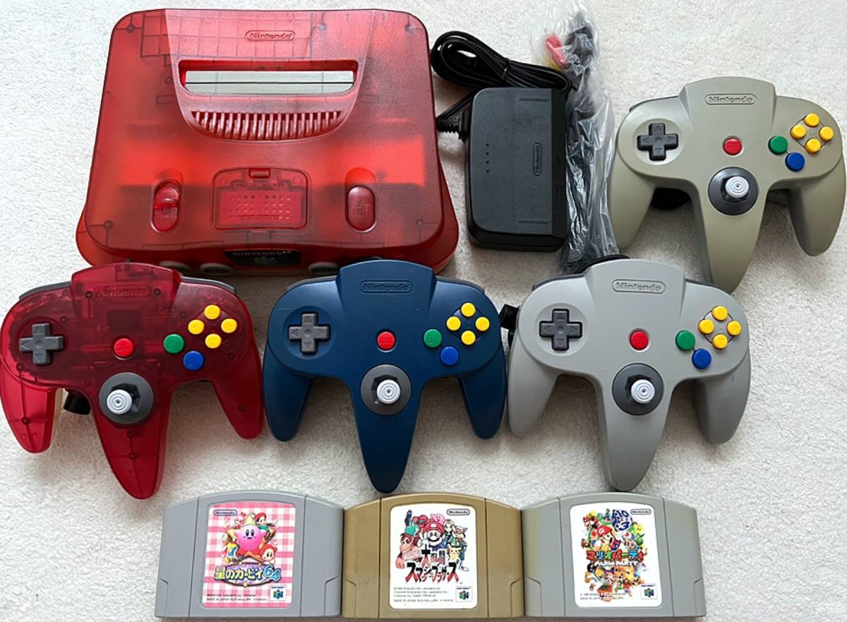 動作確認済み〉N64 ニンテンドウ64(ニンテンドー)本体 クリアレッド