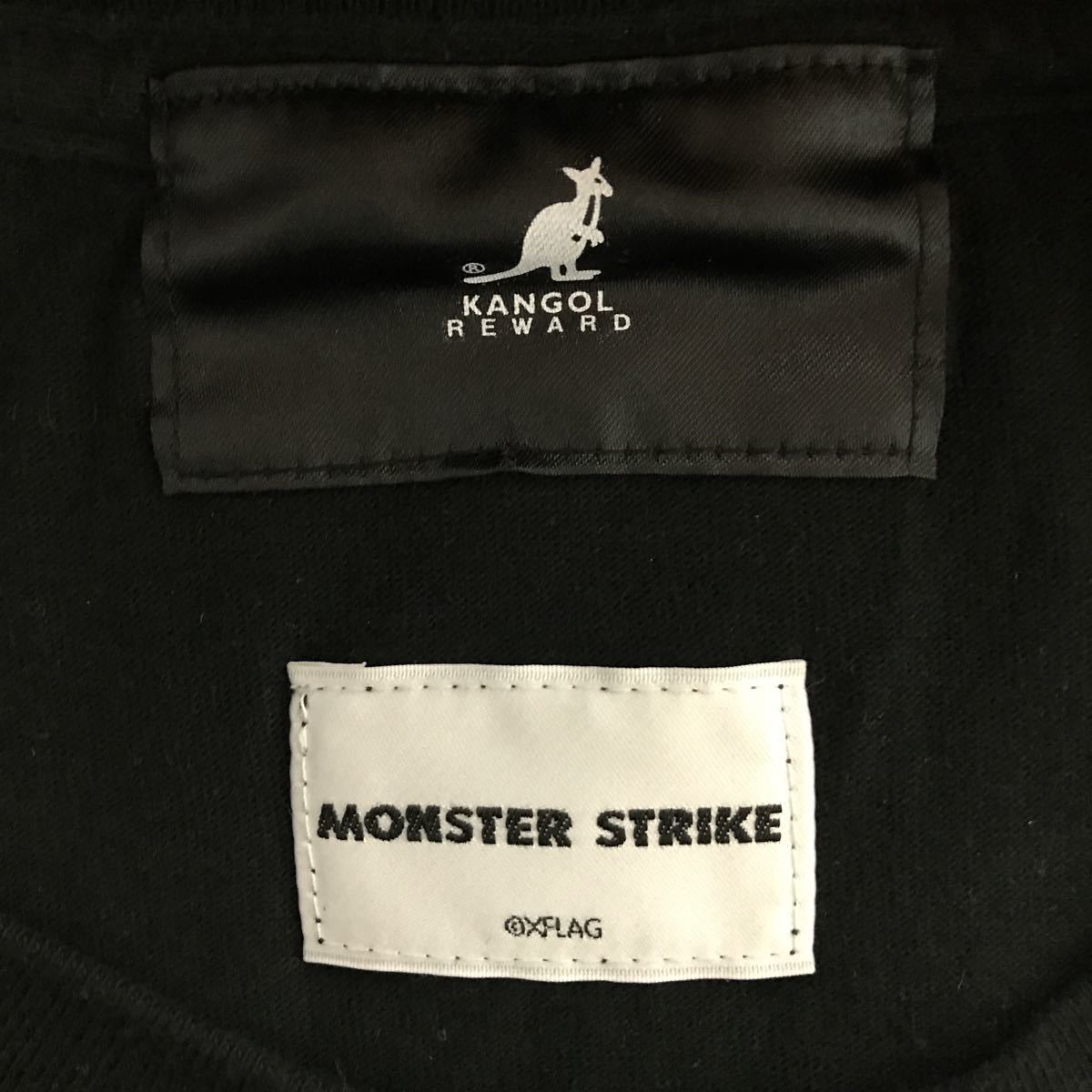 [ быстрое решение б/у одежда ]KANGOL REWARD×MONSTER STRIKE/ Kangol li слово × Monstar Strike / сотрудничество футболка /rusi мех / черный /M размер 