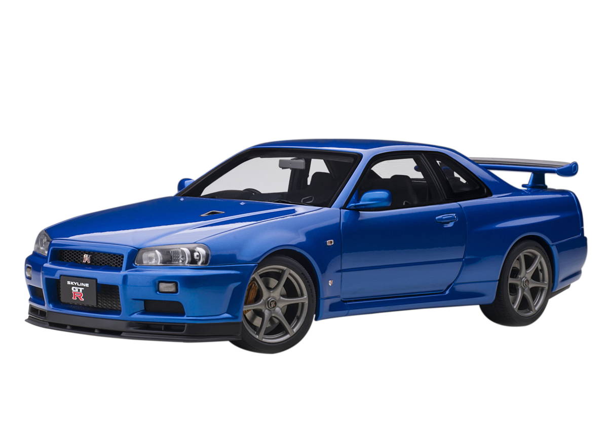 オートアート ニッサンスカイラインGT-R R34 VスペックII ベイサイドブルー　新品未開封_画像2