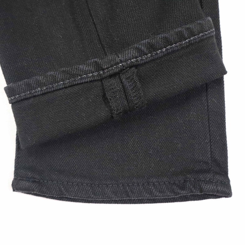 MOUSSY マウジー ストレッチスキニーデニムパンツ スリムストレート ブラック 黒 刺繍ロゴ テーパード 日本製 サイズ23 S相当