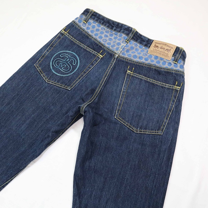 STUSSY ステューシー バックロゴ刺繍 ストレートデニム 水玉 STUSSY ステューシー バックロゴ刺繍 ストレートデニム 水玉