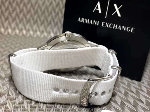 新品 アルマーニ エクスチェンジ ARMANI EXCHANGE 正規品 腕時計 ナイロンベルト ホワイト 白 AX2713【セーム革付き送料無料】 