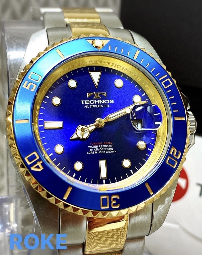 新品 世界的に テクノス TECHNOS 正規品 腕時計 定番腕時計 ビジネスウォッチ メンズ ダイバー腕時計 100％本物保証！ コンビベルト 回転ベゼル プレゼント ブルー