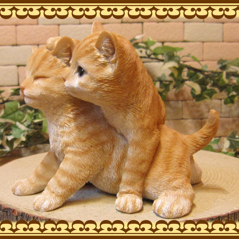 リアルな子猫の置物 ツインキャット チャトラ お部屋のインテリアにも 猫オブジェ ネコフィギュア ねこオーナメントの画像7