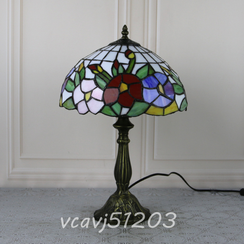 ◆美品◆芸術品◆ステンドランプ ステンドグラス 花柄 照明 レトロな雰囲気 テーブルスタンド ティファニー 室内装飾 _画像3