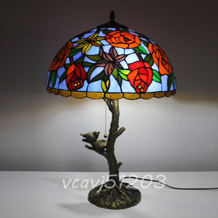 ◇稀少品◇芸術品◇ステンドランプ 花柄 別荘 照明 でく ◇稀少品◇芸術品◇ステンドランプ 花柄 別荘 照明 でく
