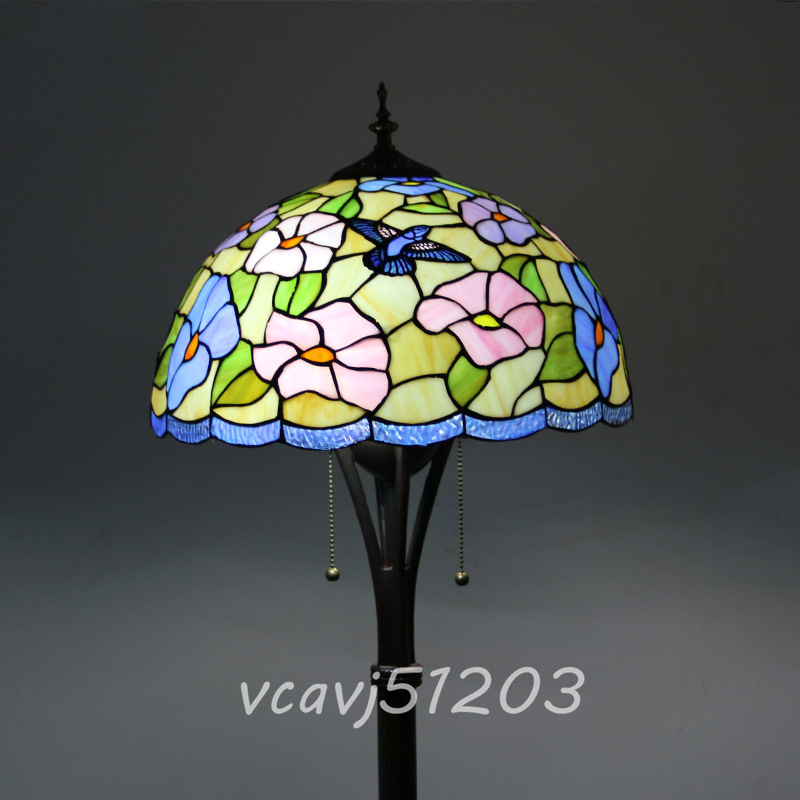 ◆芸術品◆美品◆ステンドランプ 花柄 照明 ティファニー ステンドグラス レトロな雰囲気 フロアスタンド 室内装飾