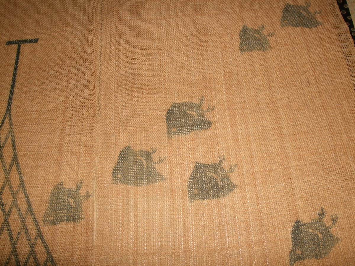 伝統的工芸品 しな布 科布ののれん 松煙染め 網に千鳥柄 暖簾 シナ布 オリジナル商品 日本製_画像3