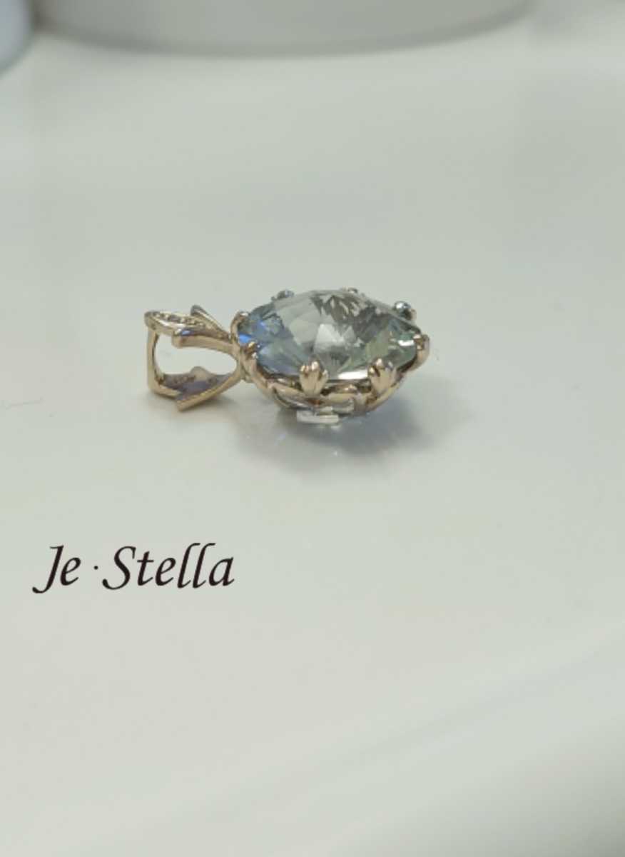 K18[Je Stella] stone . sequence . green quartz reversible pendant top (3.6g)* diamond K18CG×K18WG 18 gold ju* Stella 