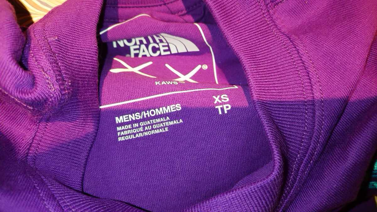 刺繍ロゴ 紫 The North Face KAWS カウズ Tee Tシャツ ノースフェイス Gravity Purple パープル 半袖Tシャツ ノースフェイスTシャツ