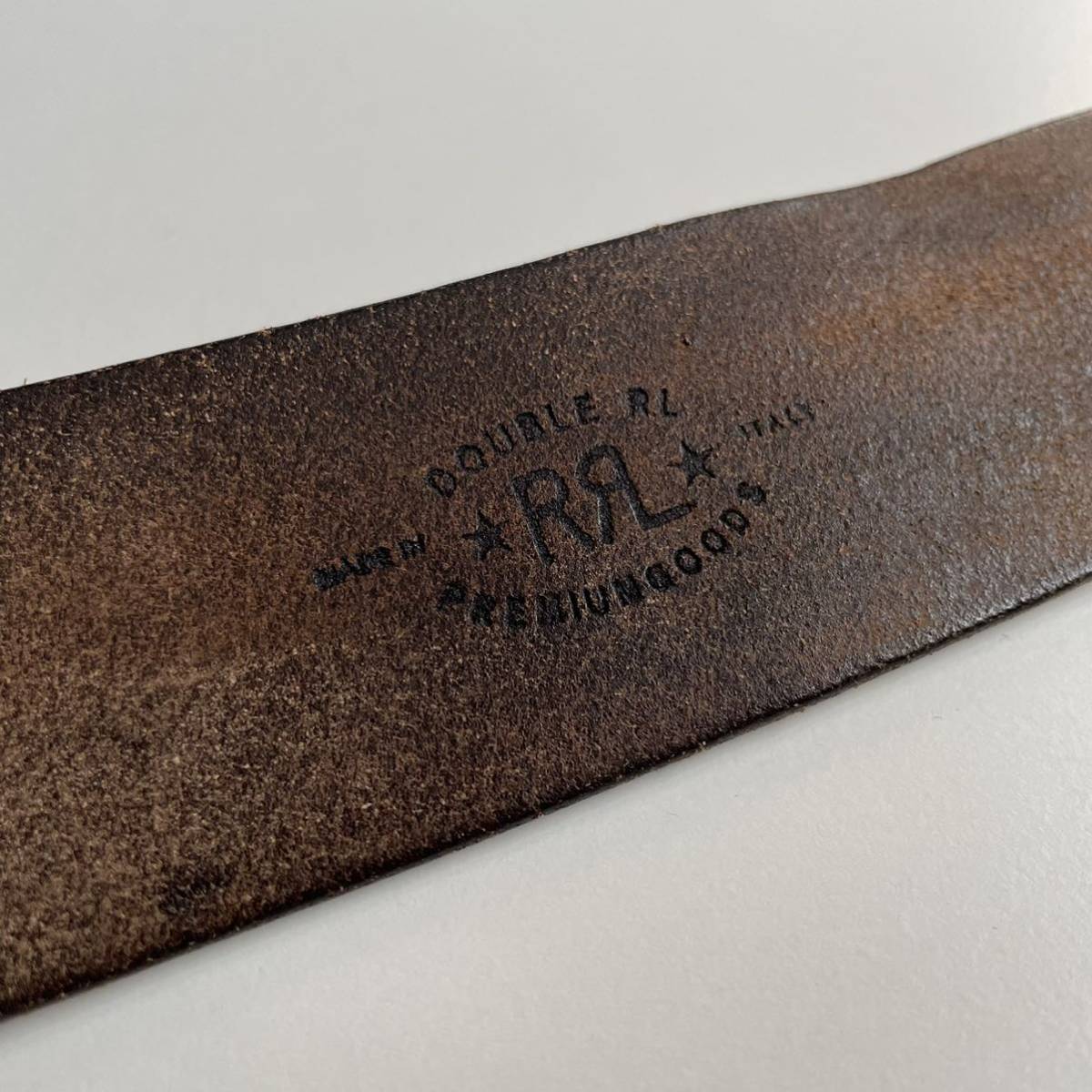 Italy製】RRL “Leather Belt” 32 ダブルプロング レザー ベルト Ralph