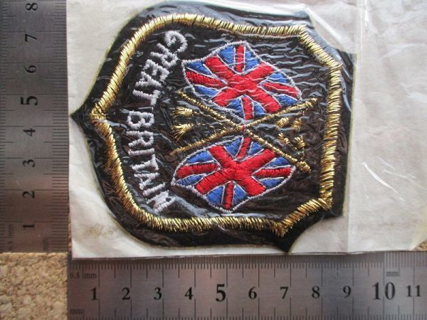 70s グレートブリテン島GREAT BRITAINビンテージ刺繍ワッペン/北アイルランド連合王国イギリス国旗アップリケ紋章パッチ旅行エンブレムG_画像7