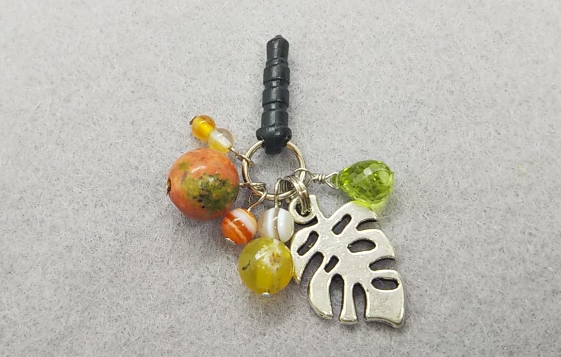  natural stone attaching charm smartphone earrings yuna kite peridot yellow opal other silver color hand made c93