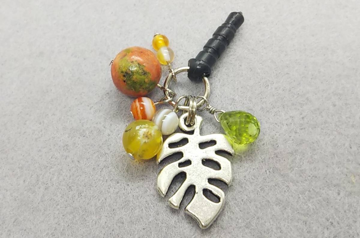  natural stone attaching charm smartphone earrings yuna kite peridot yellow opal other silver color hand made c93
