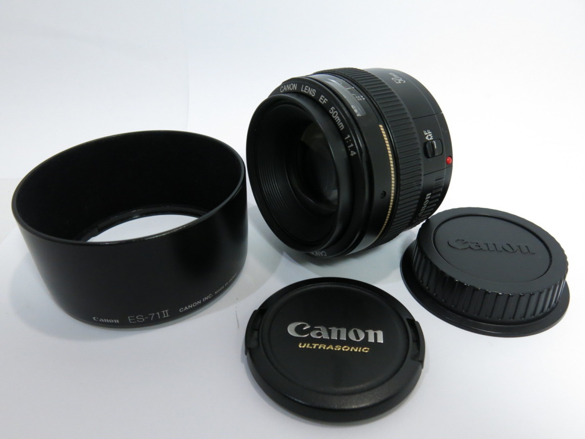 品 】Canon EF 50mmF1.4 USM キヤノン 純正ES-71IIフード付 [管YM727