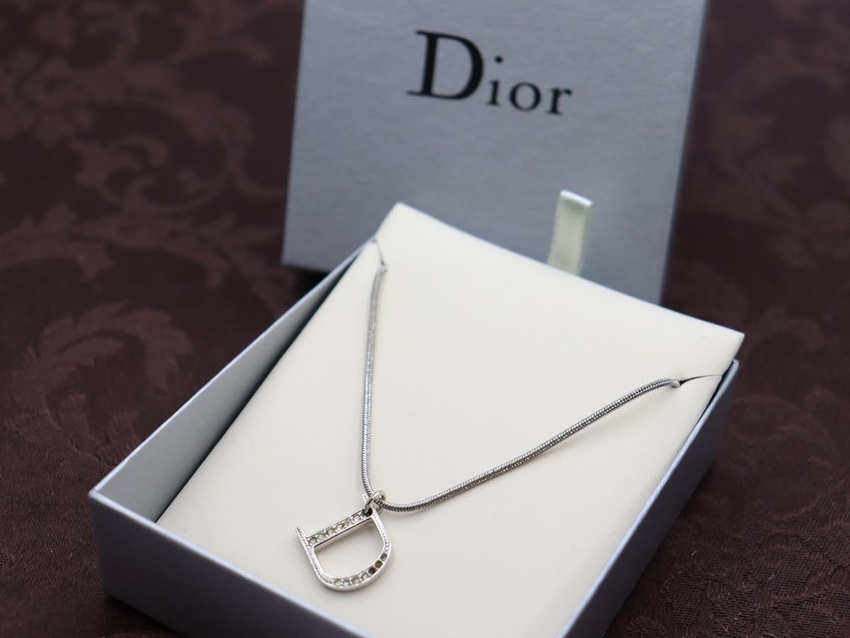 最新コレックション Dロゴ ネックレス Dior Christian ストーン