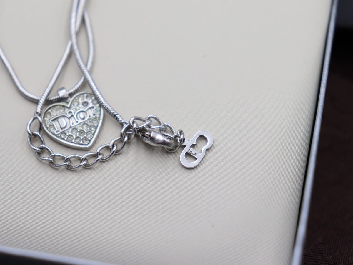 【人気】Christian Dior ネックレス ハート ストーン ロゴ クリスチャン ディオール ヴィンテージ アクセサリー レディース K