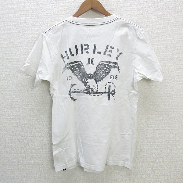 a■ハーレー/Hurley ロゴプリント 胸ポケット Tシャツ【M】白/MENS/128【中古】_画像3