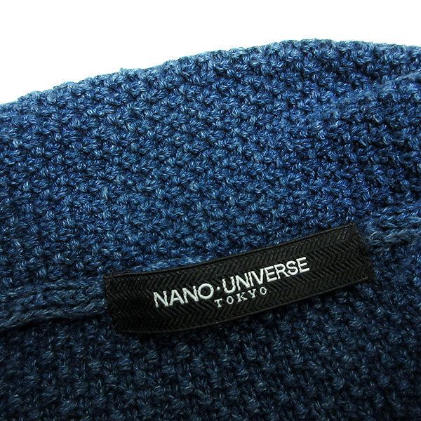 a■ナノユニバース/nano universe 一つ釦 ニットカーディガン【M】青/MENS/11【中古】_画像2