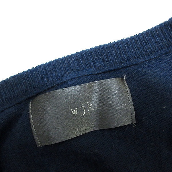 a■ダブルジェーケー/wjk 無地 Vネック 長袖セーター【L】紺/MENS/23【中古】_画像2